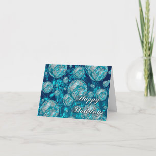 Frosty Blue Snowflake Bubbles Holiday Kaart