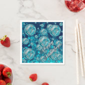 Frosty Blue Snowflake Bubbles Holiday Napkins Servetten (Insitu)