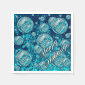 Frosty Blue Snowflake Bubbles Holiday Napkins Servetten (Voorkant)