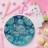 Frosty Blue Snowflake Bubbles Holiday Paper Borden Papieren Bordje (Feest)