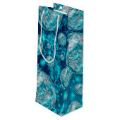 Frosty Blue Snowflake Bubbles Holiday Wine Bag Wijn Cadeautas (Achterkant Gekanteld)