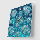 Frosty Blue Snowflake Bubbles Square Wall klok (Hoek)