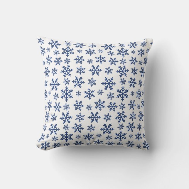 Frosty Blue Snowflake Winter Home Gift Decoratie Kussen (Voorkant)