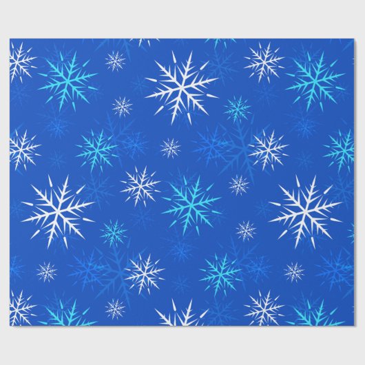 Frosty Blue Snowflake Wrapping Paper Cadeaupapier (Vlak)