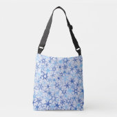Frosty Blue Snowflakes Crossbody Tas (Voorkant)