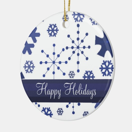 Frosty Blue Snowflakes Keramisch Ornament (Links)