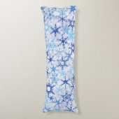 Frosty Blue Snowflakes Lichaamskussen (Voorkant Verticaal)