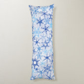 Frosty Blue Snowflakes Lichaamskussen (Achterkant (Verticaal))