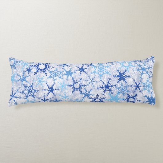 Frosty Blue Snowflakes Lichaamskussen (Voorkant)