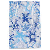 Frosty Blue Snowflakes Medium Cadeauzakje (Voorkant)