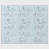 Frosty Blue Snowflakes Prettige feestdagen Cadeaupapier (Vlak)