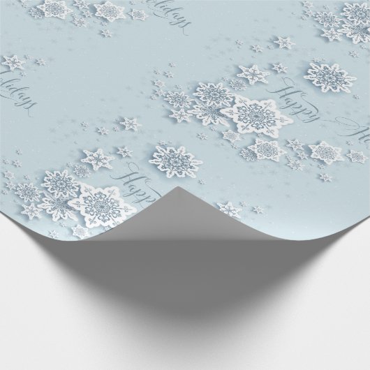 Frosty Blue Snowflakes Prettige feestdagen Cadeaupapier (Hoek)