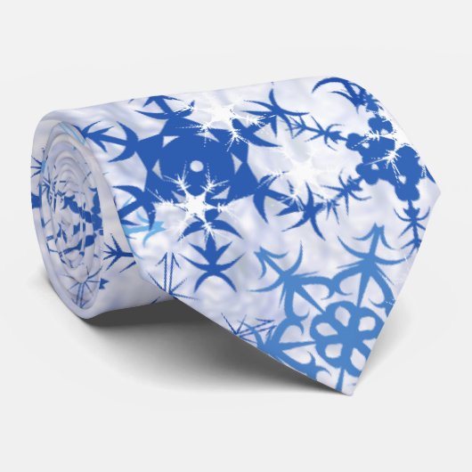 Frosty Blue Snowflakes Stropdas (Opgerold)
