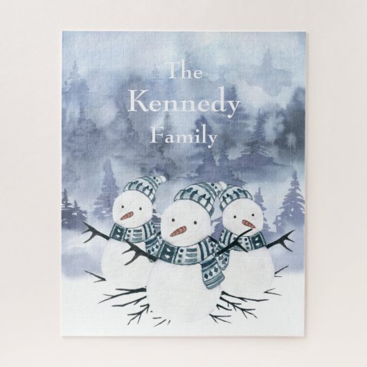 Frosty Blue Snowmen Family Puzzle Legpuzzel (Verticaal)