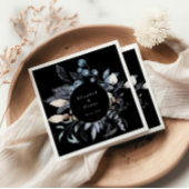 Frosty Blue Winter Bloemen Monogram Bruiloft Servet