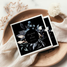 Frosty Blue Winter Bloemen Monogram Bruiloft