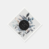 Frosty Blue Winter Bloemen Monogram Bruiloft Servet (Hoek)