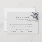 Frosty Blue Winter Bloemen RSVP Respons Kaart (Voorkant)
