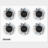 Frosty Blue Winter Floral Wedding Ronde Sticker (Vel)