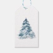 Frosty Blue Winter Kerstboom Cadeaulabel (Voorkant)