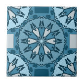 Frosty Blue Winter Mosaic Kaleidoscope Pattern Tegeltje (Voorkant)