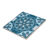 Frosty Blue Winter Mosaic Kaleidoscope Pattern Tegeltje (Zijkant)