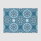 Frosty Blue Winter Mosaic Kaleidoscope Pattern Tissuepapier (Voorkant)