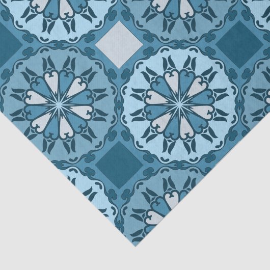 Frosty Blue Winter Mosaic Kaleidoscope Pattern Tissuepapier (Detail)