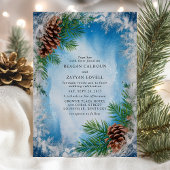 Frosty Blue Winter Pinecone Wedding Kaart