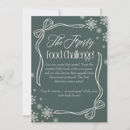Frosty Bow Green Baby Food Challenge Spelbord Kaart (Achterkant)