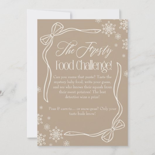 Frosty Bow Taupe Baby Food Challenge Spelbord Kaart (Voorkant)