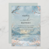 Frosty Branch Botanical Wedding Kaart (Voorkant / Achterkant)