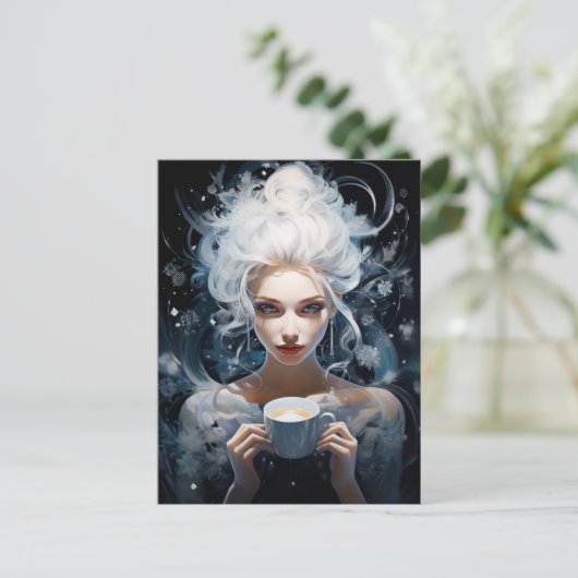 Frosty Brews: Winter's Elixir voor Coffee Aficiona Feestdagenkaart (Staand voorkant)