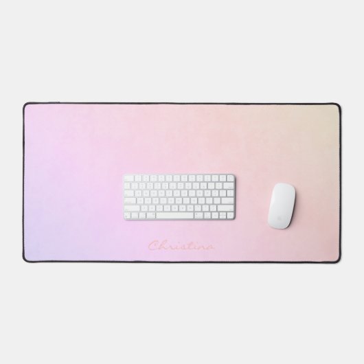 Frosty Champagne Roze Perzik Paarse Ombré met Naam Bureaumat (Keyboard & Muis)