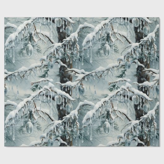 Frosty Christmas Forest Cadeaupapier (Vlak)