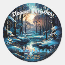 Frosty Dark Forest Ronde Sticker