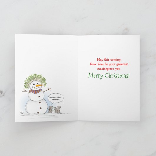 Frosty de Froman Grappige Kerst Feestdagen Kaart (Binnen)