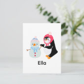 Frosty de Sneeuwman en Pinguïn Briefkaart (Staand voorkant)