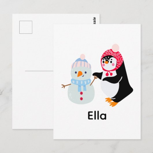 Frosty de Sneeuwman en Pinguïn Briefkaart (Voorkant / Achterkant)