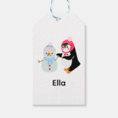 Frosty de Sneeuwman en Pinguïn Cadeaulabel (Voorkant)