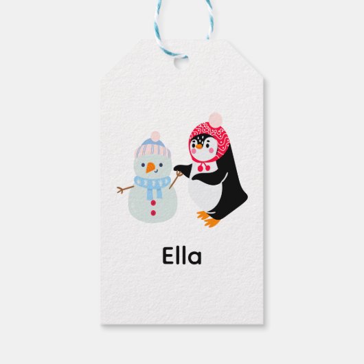 Frosty de Sneeuwman en Pinguïn Cadeaulabel (Achterkant)