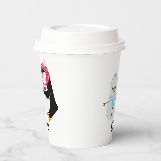 Frosty de Sneeuwman en Pinguïn Papieren Bekers (Links)