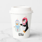 Frosty de Sneeuwman en Pinguïn Papieren Bekers (Achterkant)