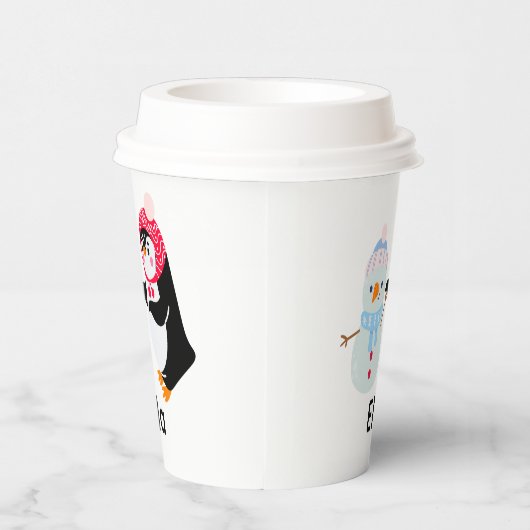 Frosty de Sneeuwman en Pinguïn Papieren Bekers (Rechts)