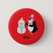 Frosty de Sneeuwman en Pinguïn Ronde Button 5,7 Cm (Voorkant)