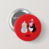 Frosty de Sneeuwman en Pinguïn Ronde Button 5,7 Cm (Voorkant /achterkant)