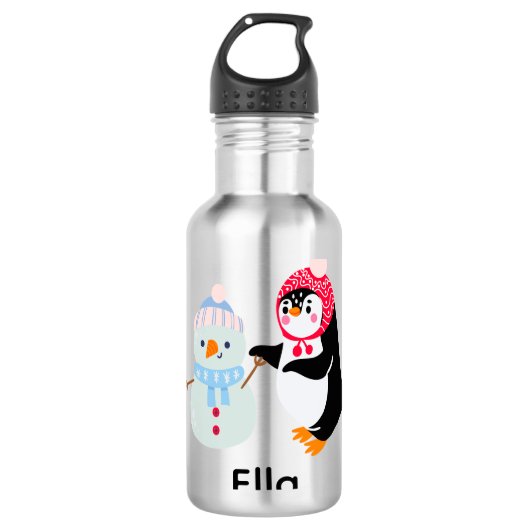 Frosty de Sneeuwman en Pinguïn Waterfles (Voorkant)