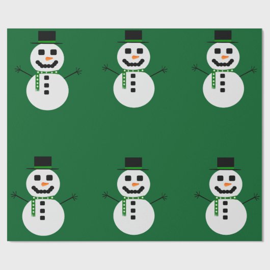 Frosty de Sneeuwman Green Wrapping Paper Cadeaupapier (Vlak)