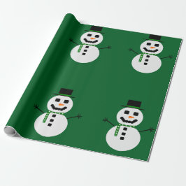 Frosty de Sneeuwman Green Wrapping Paper Cadeaupapier