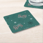 Frosty de Sneeuwman Groene Sneeuwvlok Patroon Kartonnen Onderzetters (Schuin)